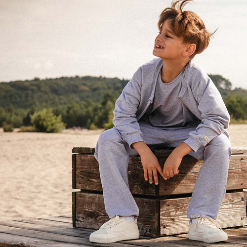 Sudadera bomber Simply Comfy Niño Eevi gris - algodón, ligera, sin capucha