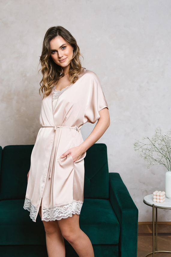 Toque Albornoz manga corta Moda Italiana - beige