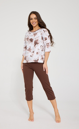 Pijama de mujer Cornette Ashley 147/499 100% algodón manga 3/4 pantalón 7/8