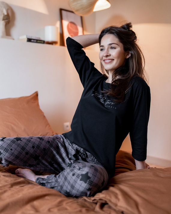 Sensis Reach For The Stars Pijama de mujer - negro-marrón