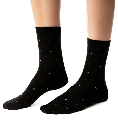 Calcetines de mujer Steven art.099 de algodón con diseños coloridos y costura plana - 139 negro
