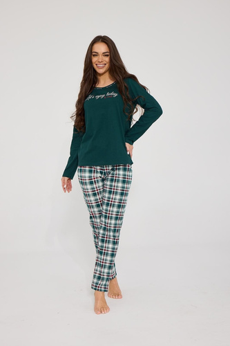 Cornette Enjoy 1101/485 Pijama larga para mujer 100% algodón a cuadros