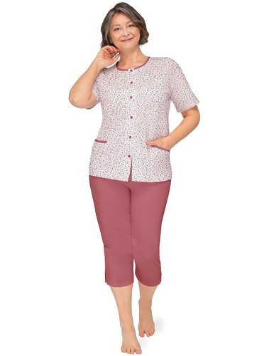 Pijama Kasia I 265 Martel granate - pijama de mujer de algodón con camisa abotonada