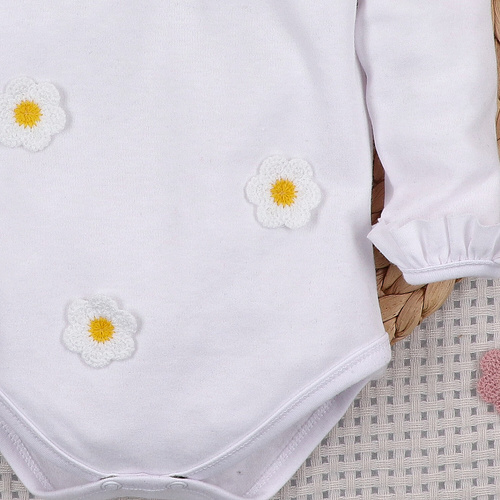 NINI LITTLE FLOWERS body blanco para bebé de algodón orgánico con bordado ABN-5761/BIA