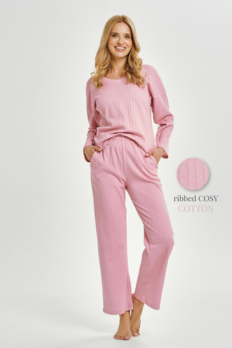 3444 Eleonora Pijama señora Taro rosa algodón manga larga