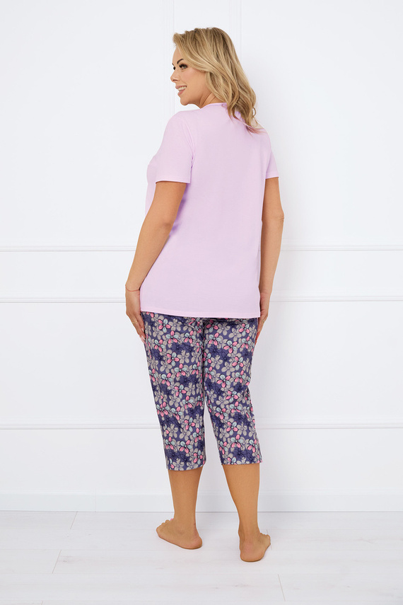 Carbonia Pijama de señora de manga corta, pantalón 3/4 Moda Italiana - rosa/estampado