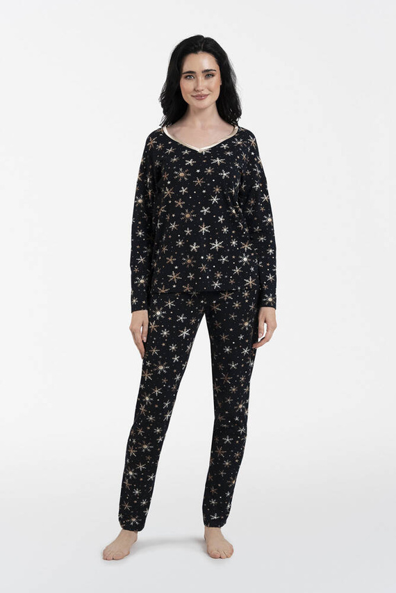 Laponia Pijama señora manga larga, pantalón largo Moda Italiana - estampado