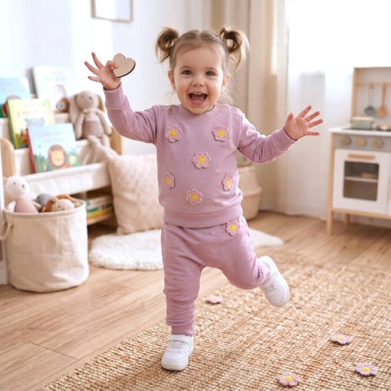 NINI Little flowers pantalones para bebé de algodón orgánico con bordado ABN-5760/ROZ