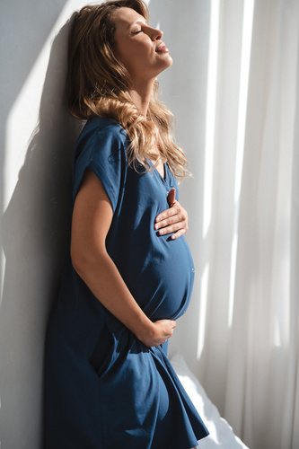 Camisón parto y lactancia Born of Love Milk&Love con botones blue