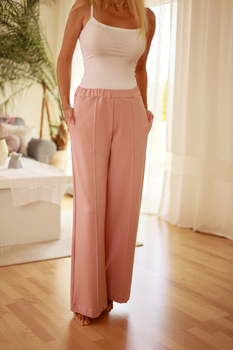 Flint - pantalones de algodón de las mujeres, ajuste flojo, 95% algodón 5% elastano | marca polaca Mirale - rosa