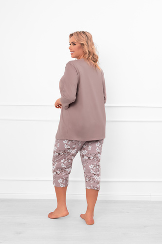 Pijama de señora Oszima - manga 3/4 y pantalón, algodón Moda Italiana