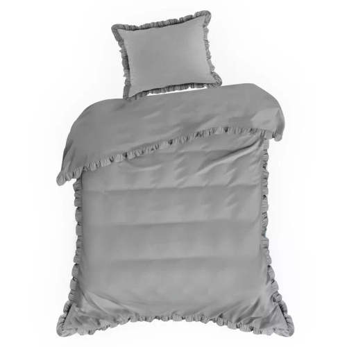Ropa de cama de algodón con volante Eurofirany 100% algodón con cremallera plateada