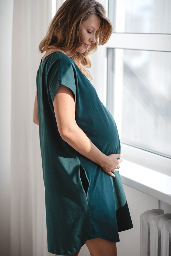 Camisón parto y lactancia Born of Love Milk&Love con botones green