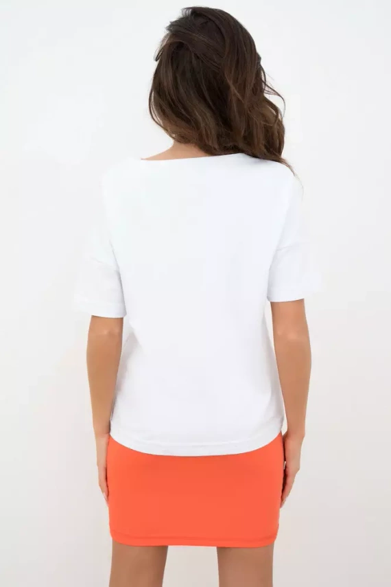Alta Blusa manga corta Italian Fashion - blanco