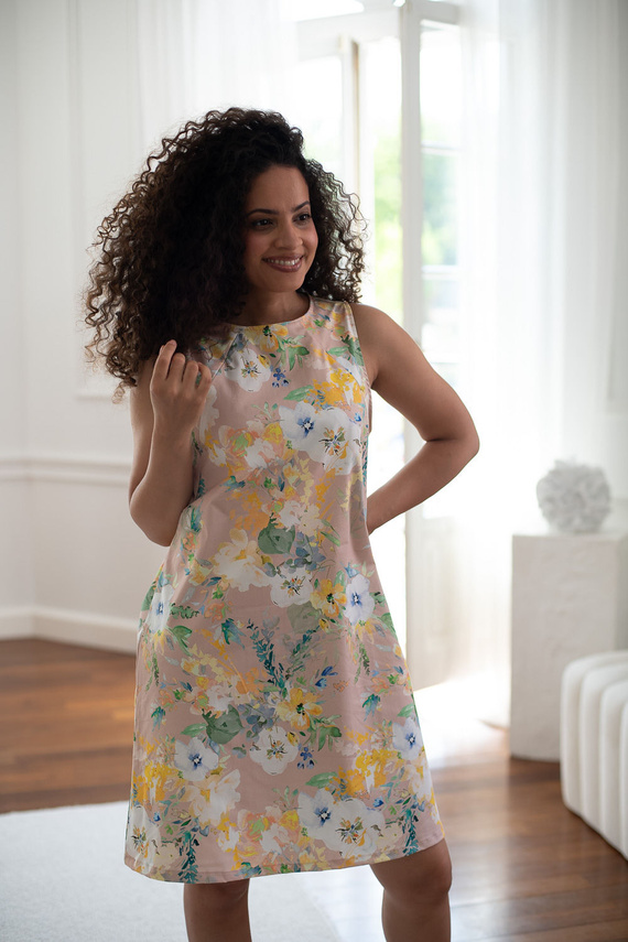 Mama MiA! Milk & Love Vestido premamá y para lactancia de algodón beige con flores
