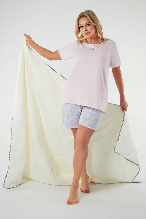 Tacoma Pijama de señora de manga corta y pantalón corto Italian Fashion - salmón/estampado