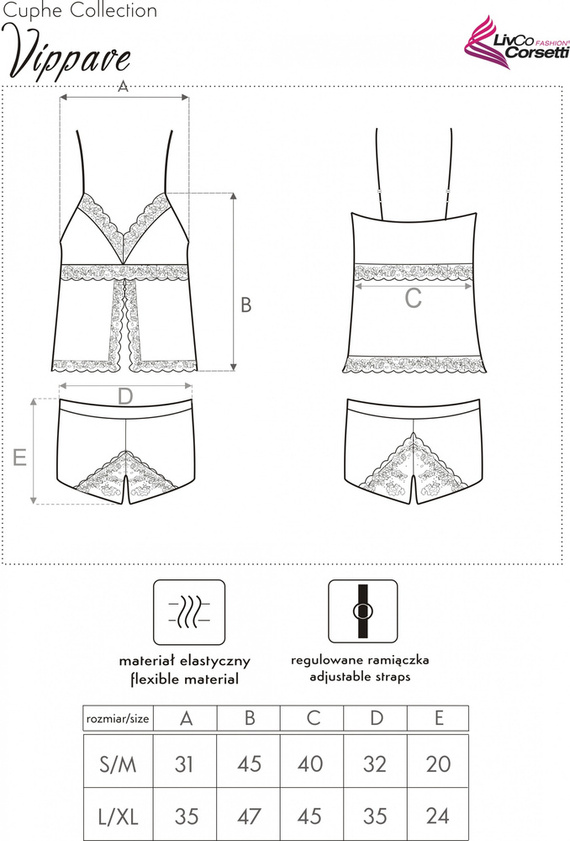 Vippave LC 90598 Conjunto, chemise y short LivCo Corsetti Fashion