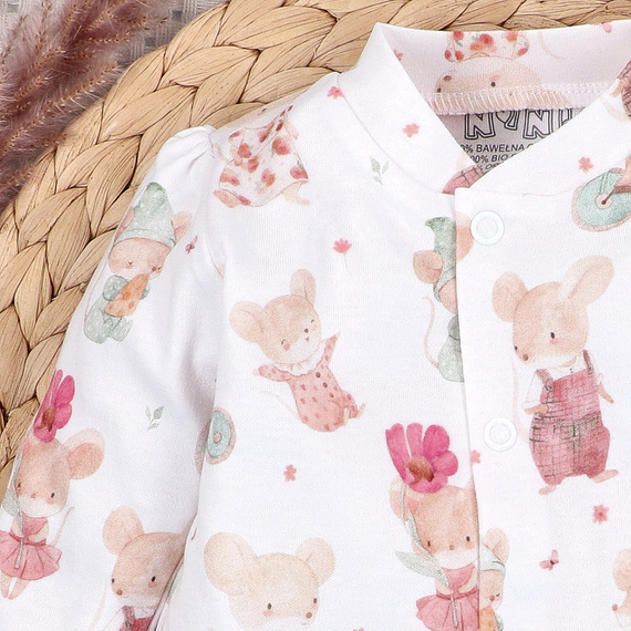 ABN-5540 Body Nini Happy Animals de algodón orgánico para bebé - botones automáticos sin níquel, seguros y cómodos para el bebé