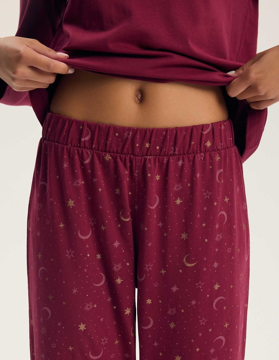 Pijama de mujer Henderson 45439 Gilly Carmine 100% algodón manga larga