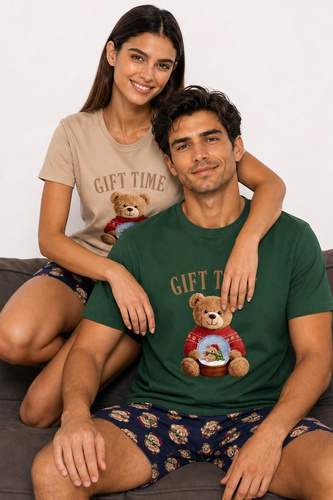 Cornette Gift Time 2 Christmas 1112/517 Pijama corta de mujer beige 100% algodón