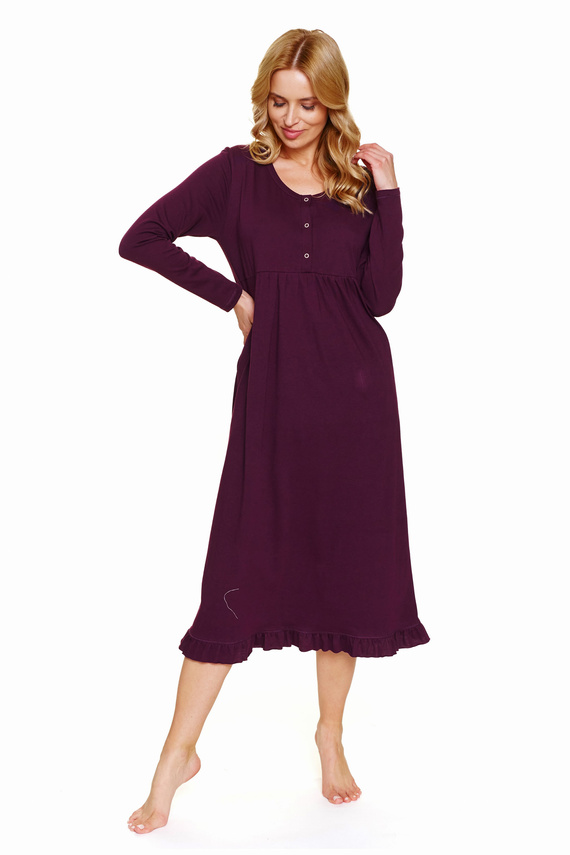 7318 Doctor Nap - Camisón de embarazo y lactancia en algodón | Fabricación polaca - burdeos