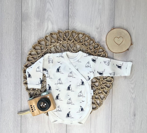 Body bebé BD16026 barcos – body de algodón con manga larga