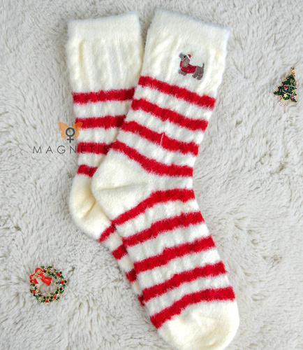 Magnetis calcetines de las mujeres YN5034 perro salchicha-algodón, festivo con bordados decorativos