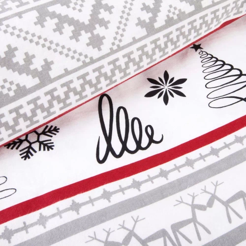 31514/1 Ropa de cama navideña de franela Flanelove Darymex gris rojo- juego 100% algodón, cálido y suave