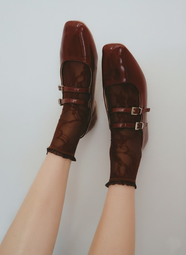 Calcetines I1100 Ismena Fiore – Calcetines de encaje con diseño floral, elegante volante