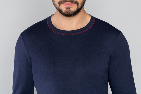 Horton Pijama de manga larga para hombre, pantalón largo Moda Italiana - azul marino/estampado