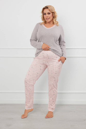 Rosaria Pijama señora manga larga, pantalón largo Moda Italiana - melange/estampado