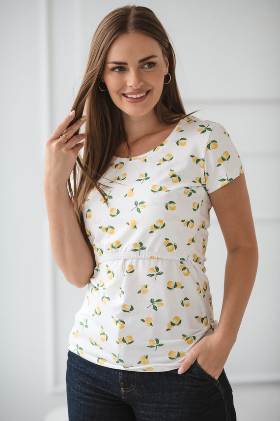 Milk Shirt Milk&Love blusa de lactancia y maternidad de manga corta en color limón - cómoda y elegante