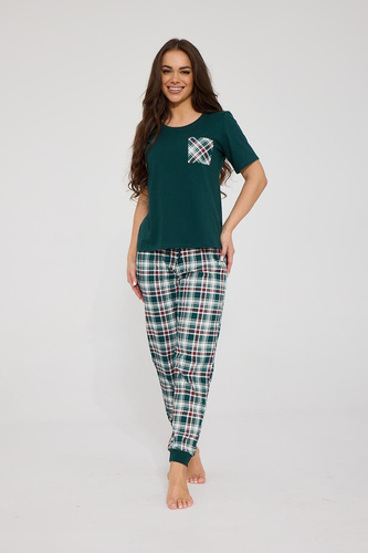 Cornette Scarlett 730/483 Pijama de Mujer Verde 100% Algodón a Cuadros