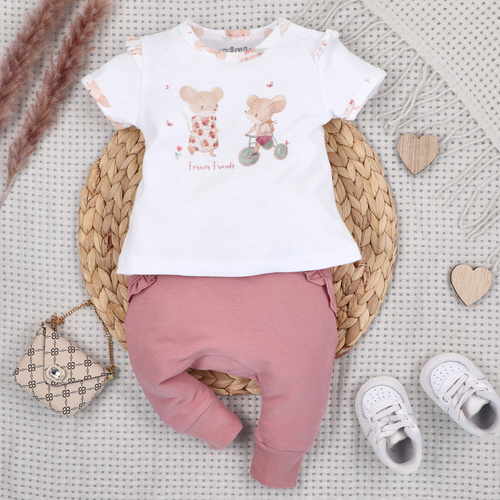 Camiseta bebé Nini Little Mouse algodón orgánico estampado niña manga corta