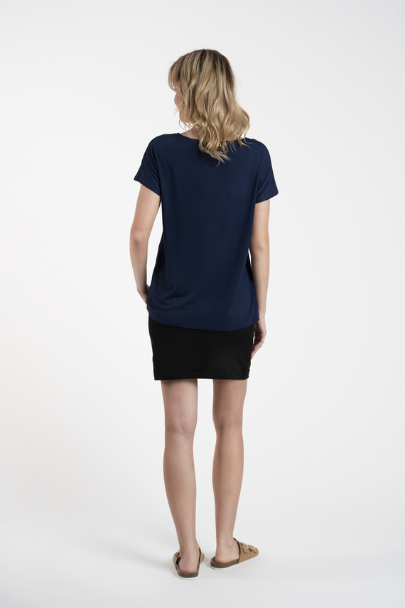 Ksenia Blusa con mangas cortas Moda Italiana - azul marino