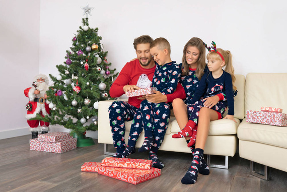 Pijama Elder Hombre manga larga, pantalón largo Moda Italiana- rojo/estampado azul marino