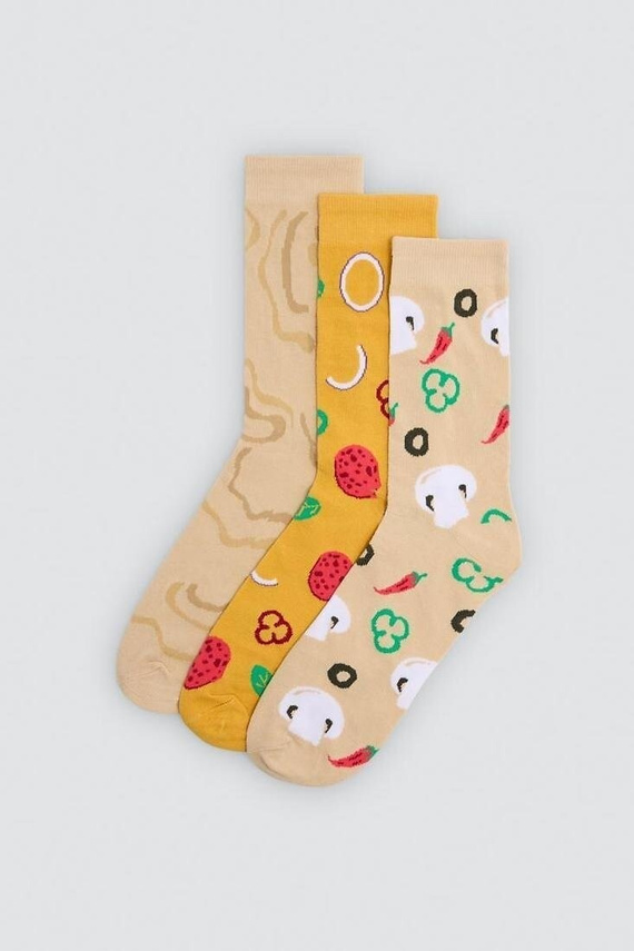 Ysabel Mora 17502 Calcetines Unisex 3 Pares de Algodón Pizza para Regalo