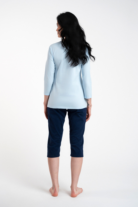 Arietta Pijama de mujer manga 3/4 y pantalón 3/4 Moda Italiana - azul