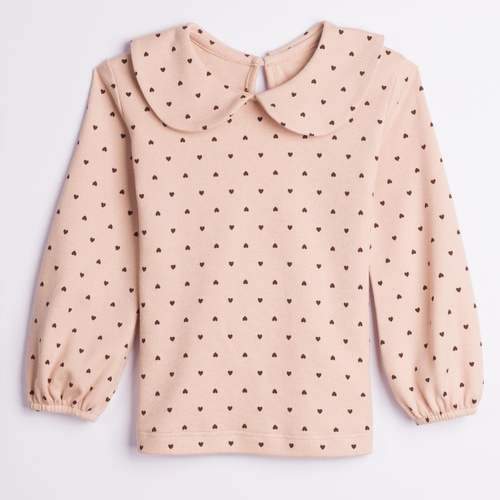 Nicol 226139 Blusa para niña 100% algodón Corazones Cuello Beige