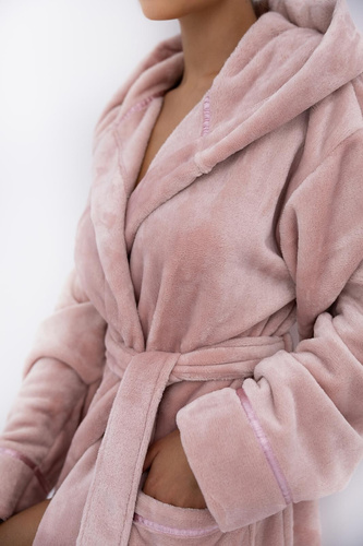 Amaris Bata de mujer Sensis rosa - suave bata con capucha, elegante y cómoda