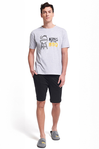 Gianny Pijama hombre Sorbetto gris - manga corta, pantalón corto, estampado, algodón