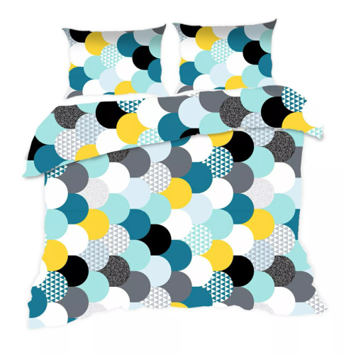 537N Classic E24 ropa de cama de algodón Extrapościel geometry turquoise- 100% algodón, duradero, colorido, juego de 2 piezas