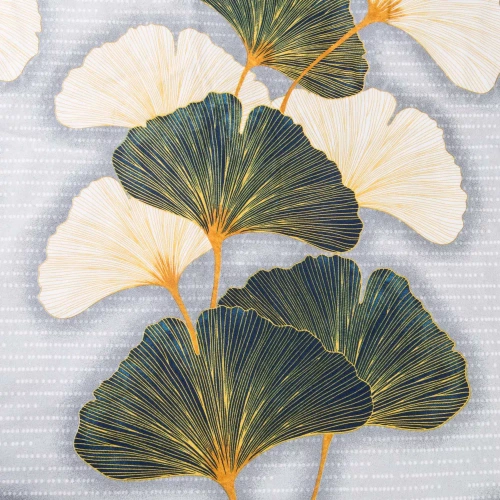 31510/1 Flannelove Darymex gris verde hojas de ginkgo- conjunto, 100% algodón, cálido y suave