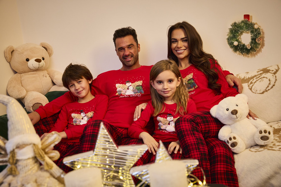 594/185 592/185 Pijama de invierno Cornette para niña - Navidad, rojo, algodón