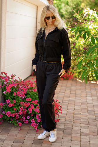 Mili Mirale chándal de mujer en algodón, cómodo conjunto con bolsillos - producción polaca - negro