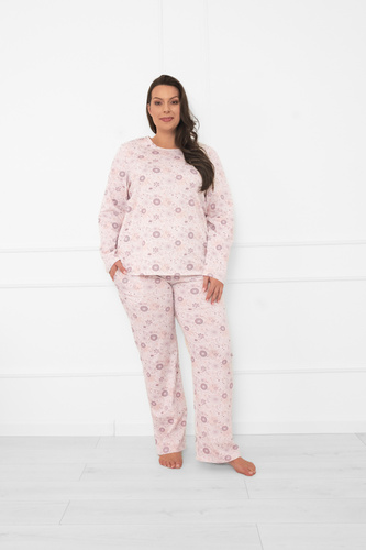 Pijama de mujer Satui - algodón, manga larga y pantalón, estampado floral Moda Italiana