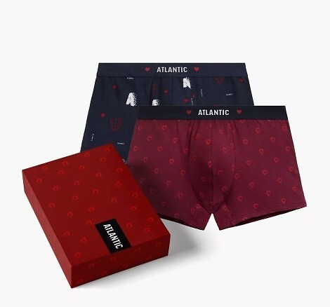 2GMH-029 Calzoncillos bóxer Atlantic para hombre - algodón con elastano, corazones, paquete de 2