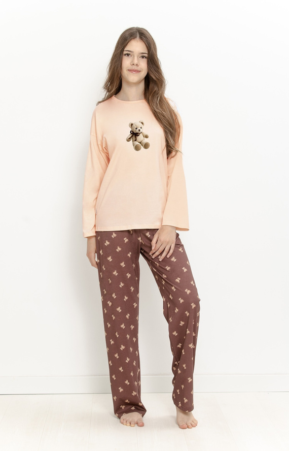 Pijama para niña Taro 3678 Lumi color morel 100% algodón manga larga