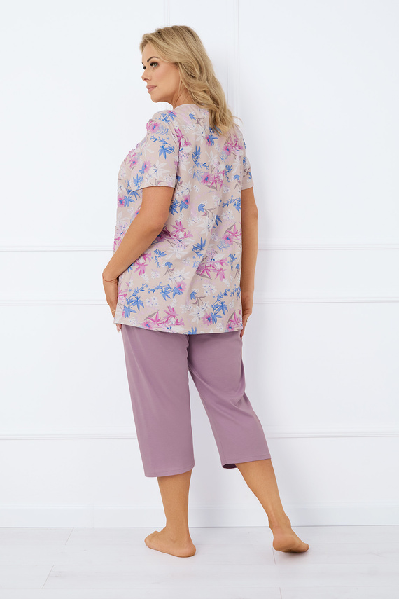 Inger Pijama de señora manga corta, pantalón 3/4 Moda Italiana - estampado/cuero