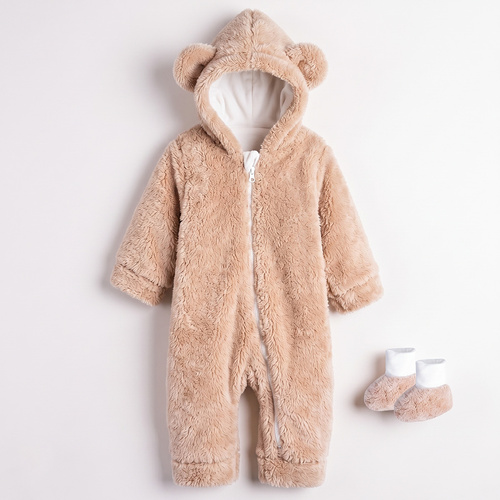 227270 Nicol BENEK Mono de bebé con capucha y botitas beige con diseño de osito